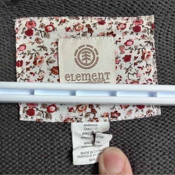 Element cardigan vest sweater gray knit open front women size medium / Large - Picture 2 of 5